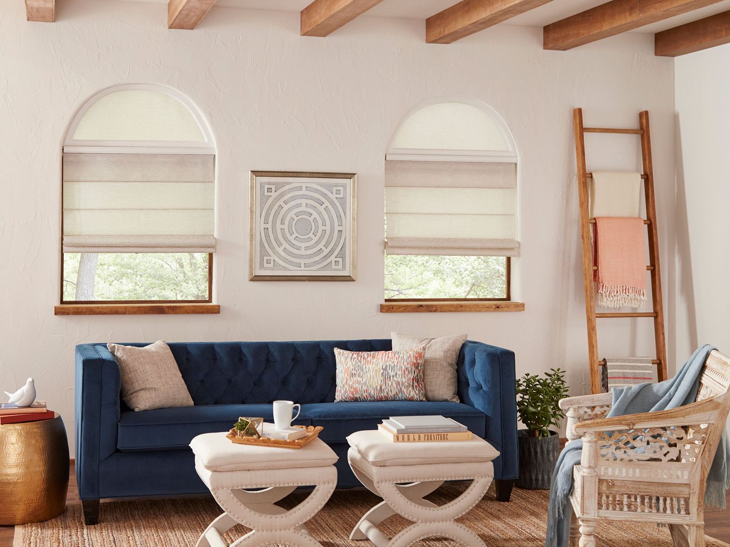 Roman Shades - Living Room - Off-White