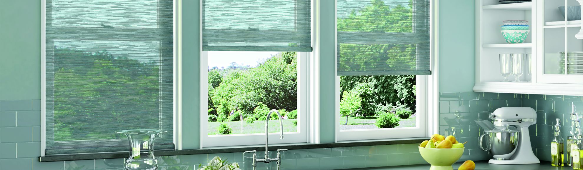 Solar Shades - SheerWeave 4100 10% Openness - Silver Sand 011 - Kitchen